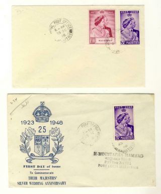 Mauritius - 1948 Silver Wedding Set On 1st Day Cover,  Low Val Illustrate Cover