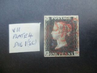 Uk Stamps: 1d Penny Black Imperf - Rare (e359)