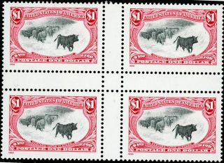 Us 1998 3210 Trans Mississippi $1 Cattle In The Storm Cross Gutter Block Vf Mnh