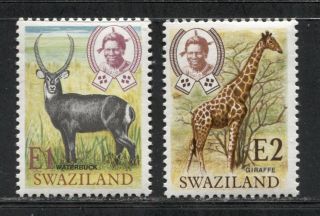 Wild Animals: Giraffe,  Waterbuck On Swaziland 1975 Scott 228 - 229,  Mnh