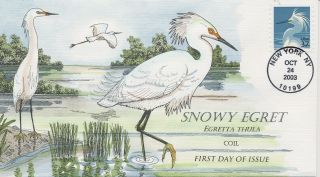 3829 Snowy Egret Hand Painted Fred Collins Cachet First Day Cover