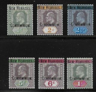 Hebrides 1908 ½d - 1sh Overprints; Scott 1 - 6,  Sg 4 - 9; Mlh