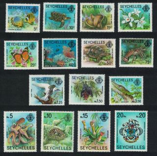 Seychelles Birds Fish Turtle Orchid Octopus Gecko Butterfly Shell Arms 15v Mnh