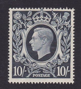 Gb.  Kgvi.  1939 - 48.  Sg 478,  10/ - Dark Blue,  Arms Issue.  Mounted.