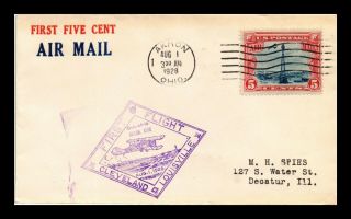Us Cover First 5 Cent Air Mail Akron Ohio First Flight Cam 16 Cleveland Ohio