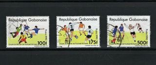 Gabon - - 1990 World Cup - - 3 Diff Commemoratives - - Cv $15.  00