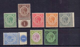 British Honduras 1923 - 33 Gv Values To 25c (8) Sg126 - 31 Inc.  Plate No Mnh Cat £98