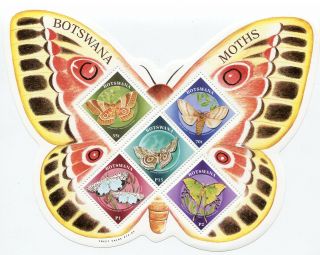Botswana Stamp 2000 Moths Butterflye Series 5v In S/s Sheet