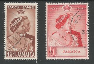 Jamaica The 1948 Gvi Silver Wedding Pair Fine Cat £75,