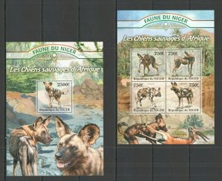 St2818 2013 Niger Fauna Africans Wild Dogs Les Chiens Sauvages Kb,  Bl Mnh