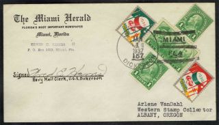 United States 1936 Cover From The U.  S.  S.  Dickerson With Christmas Seals Tied