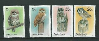 Zimbabwe Sg710/13 1987 Owls Mnh