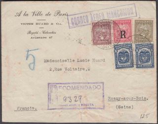 Colombia Bogota Registered Cover With 5 Values To France
