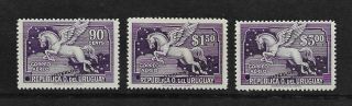 E6222 Waterlow & Sons Uruguay Specimen Air Mail Winged Horse Mnh Set