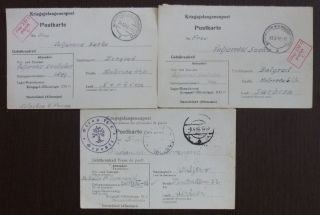 Wwii Germany - Serbia - 3 Pow Cards R Serbien Yugoslavia Dt.  Reich J46