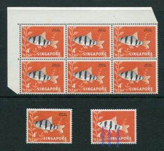 1962/66 Singapore Gb Qeii 4c Stamps One Stamp With Flaws @ Mnh U/m
