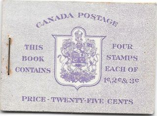 Canada Booklet Sb37 1942 Violet & White Panes Of 4x12&3 Cent English Text