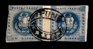 Peru: 1858 Classic Era Stamp Scott 3 Pair Sound Cv $95.  00