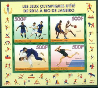 Olympic Games Rio 2016 And Pierre De Coubertin - Congo Mnh Set 4val And S/s