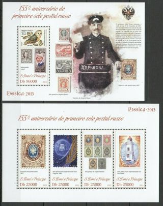 St1782 2013 S.  Tome & Principe Russian Stamps On Stamps Kb,  Bl Mnh Stamps