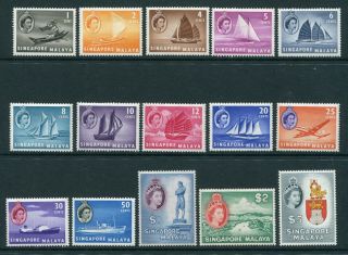1955/59 Singapore Gb Qeii Definitives Set Stamps Unmounted Mnh U/m