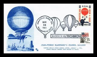 Dr Jim Stamps Us Richmond Virginia Philatelic Event Cover Hot Air Balloons 1983