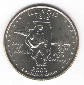 Us.  2003 - D.  Il.  Illinois Statehood Quarter.  Uncirculated.