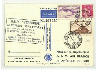 France South America Cape Verde Unsuccessful Flight Cover Air Mail 1935 Cg191
