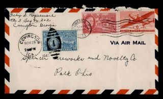 Dr Who 1945 Covington Ga Special Delivery Airmail To Polk Oh E43144