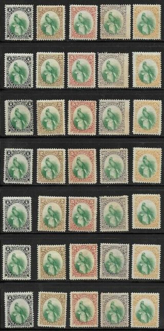 Guatemala: 1881; Scott 21 - 25,  Quetzal,  7,  7,  Vf,  Ebg041
