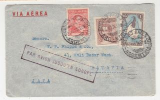 Argentina,  1936 Airmail Cover To Netherlands East Indies,  Par Avion Jusqu 