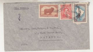 Argentina,  1937 Condor Airmail Cover To Neth.  East Indies Via Sweden & Germany