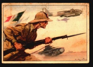 Libya 1942 Brega Apo Patroitic Postcard To Torino / Small Top Tear - Z17699