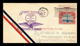 Dr Jim Stamps Us Atlanta Cam 25 First Flight Air Mail Cover Jacksonville