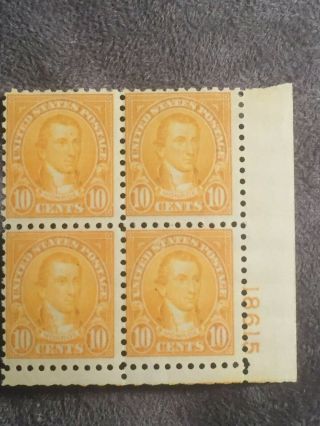 Scott Us 591 1923 - 26 10c Perf.  10 Plate Block Of 4 Stamps Mh
