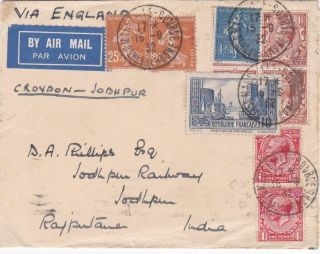Gb 1932 Imperial Air Cover To India Posted Marseille Via Uk Gb,  French Stamps
