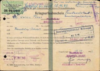 Germany Nazi Era Document Revenue Seat Reservation Brjansk 1943 Russia Fiscal
