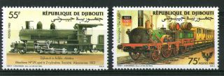 1985 Djibouti Steam Locomotives Commemorative Stamps Mnh