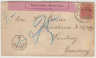 Boer War 1901 Underpaid Censor Cover Johannesburg - Germany Open Under Martial Law