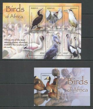 U1212 Burundi Fauna Birds Of Africa 1kb,  1bl Mnh