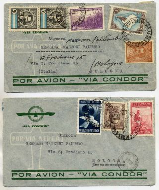 Argentina 1940 Airmail Covers To Italy One Bearing Penna Local 5c Pair