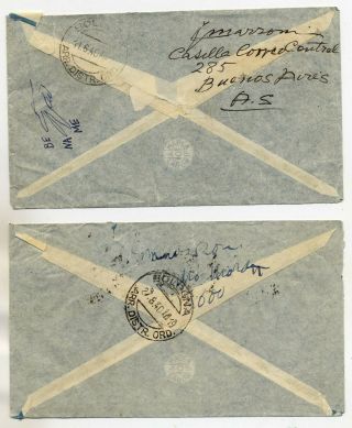 ARGENTINA 1940 AIRMAIL COVERS TO ITALY ONE BEARING PENNA LOCAL 5C PAIR 2