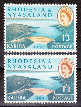 Rhodesia & Nyasaland 1960 1/ - 3d Shades - (earring Flaw Sg35aa) Sg35a Shift Mnh C£70