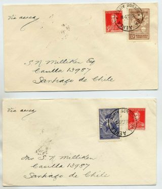 Argentina 1929 Very Fine Airmail Covers From Buenos Aires To Chile