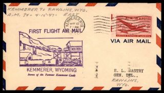 Mayfairstamps First Flight Kemmerer Wyoming Wyoming 1947 Flight Wwb_24855