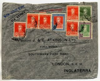 Argentina 1935 Airmail Cover From Buenos Aires To England At High 6.  35p Rate