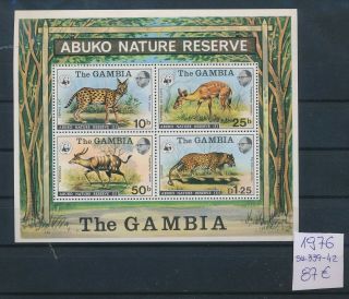 Gx03363 Gambia 1976 Animals Fauna Wildlife Good Sheet Mnh Cv 87 Eur