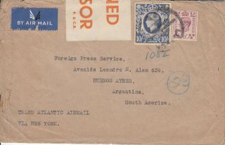 Gb Ww2 Cover To Argentina.  10/ -,  6d Triple Rate.  Orange 