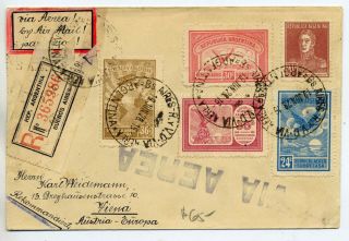 Argentina 1928 Fine Registered Airmail Cover From Buenos Aires To Vienna Austria