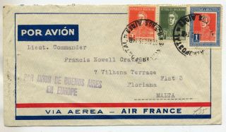 Argentina 1935 Air France Airmail Cover From Buenos Aires To Malta